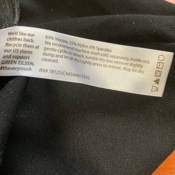 EILEEN FISHER Stretch Pants Straight Leg Elastic Waist Black Women Small Petite - Picture 7 of 8